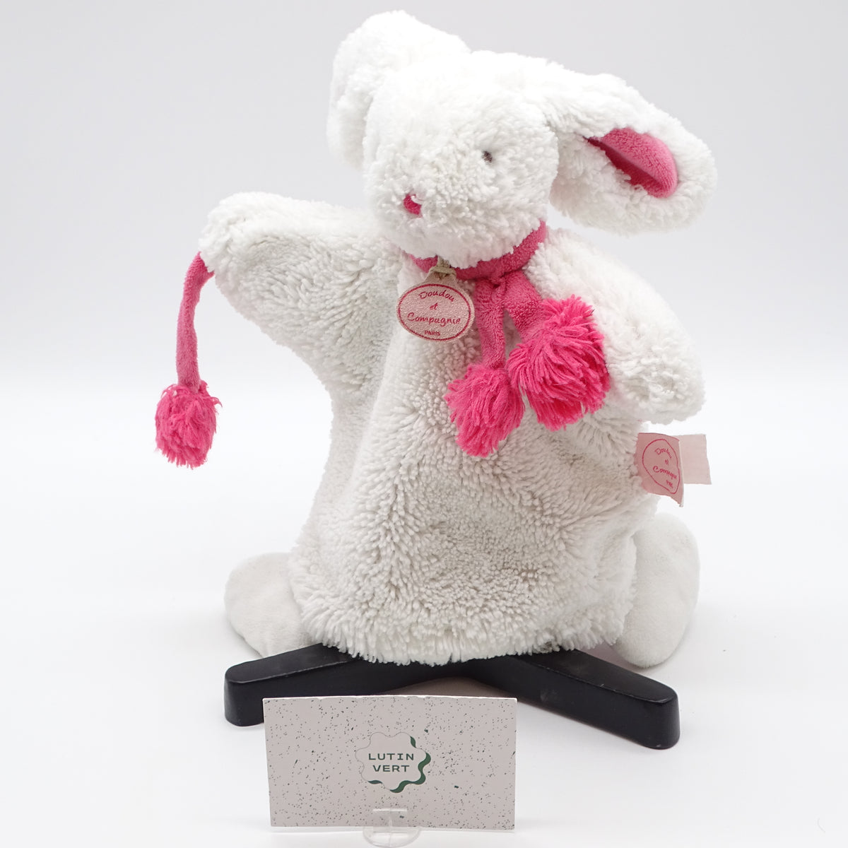 Doudou marionette Lapin blanc et rose DOUDOU ET COMPAGNIE - Dès Naissance | Ref 16344
