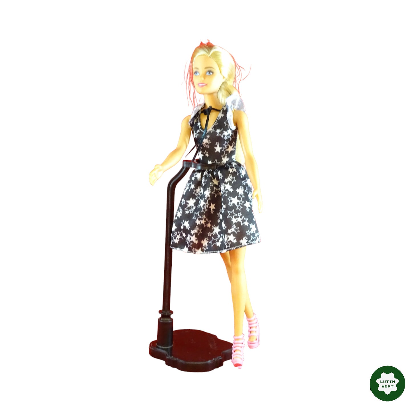 Poupée Barbie blonde robe noire étoilée Vintage d'occasion MATTEL - Dès 3 ans | Lutin Vert