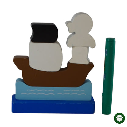 Bateau Pirates Bois 7 pc  d'occasion LOGITOYS - Dès 1 an | Ref 9560