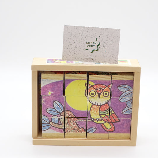 Puzzle Cubes en bois thème oiseaux d'occasion SANS MARQUE - Dès 3 ans | Ref 14241