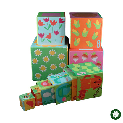 Cubes empilables en carton animaux et chiffres d'occasion DJECO - Dès 9 mois | Lutin Vert