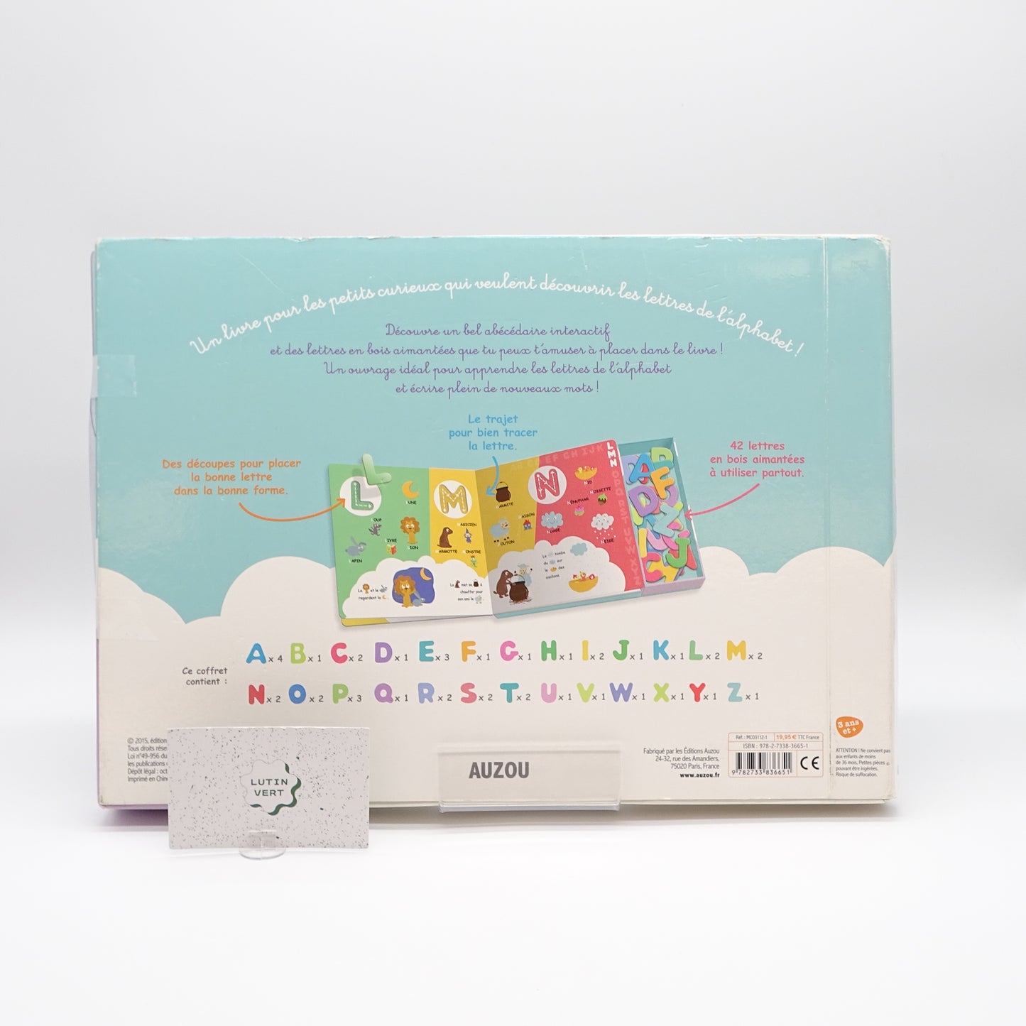 Mon tout premier abécédaire avec des lettres en bois aimantées d'occasion AUZOU - Dès 3 ans | Ref 14334