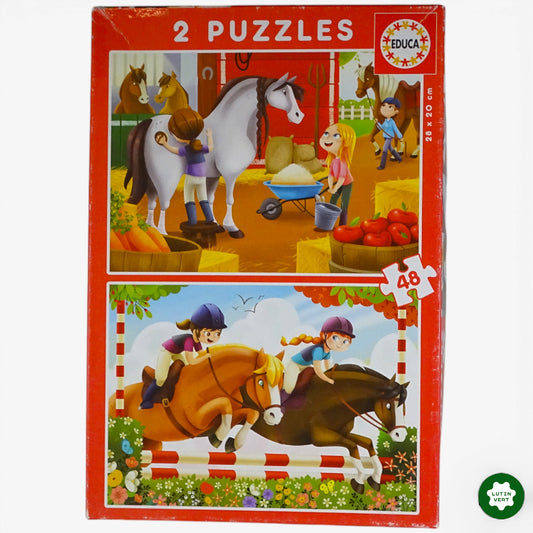 2 puzzles « Soin des chevaux » 48 pièces d'occasion EDUCA - Dès 4 ans | Ref 10239