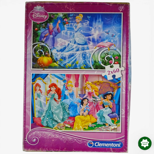 Puzzle Princesses Disney 2x60pcs  d'occasion CLEMENTONI - Dès 3 ans | Ref 10318