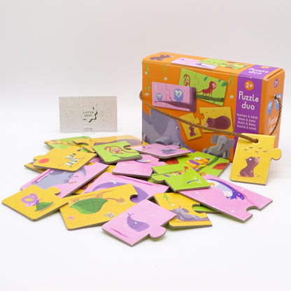 Puzzle duo Maman & Bébé 12 pièces DJECO - Dès 2 ans | Ref 14470