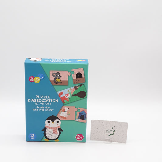 Puzzle D’Association ‘’Qui vit où ? ‘’ ABC MELODY - Dès 2 ans | Ref 14674